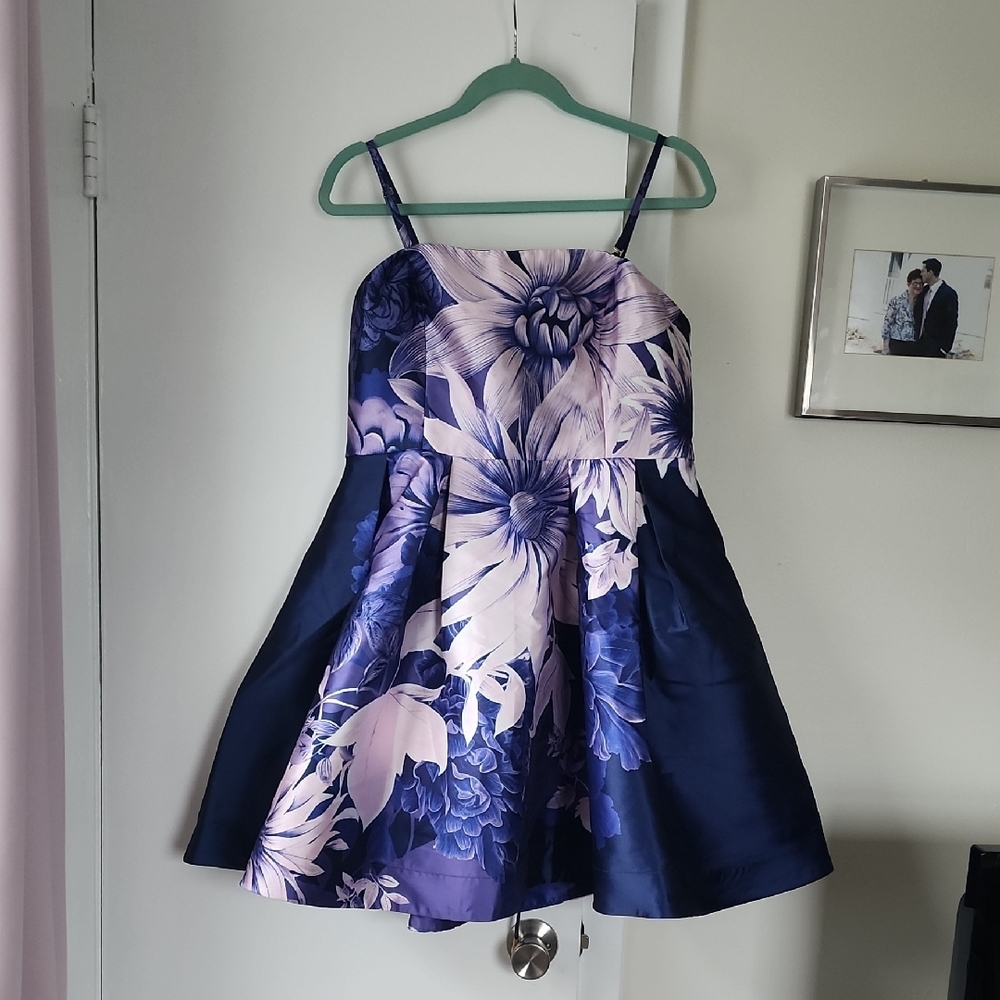 Karen Millen Pink and Purple Pleated A-Line Dress
